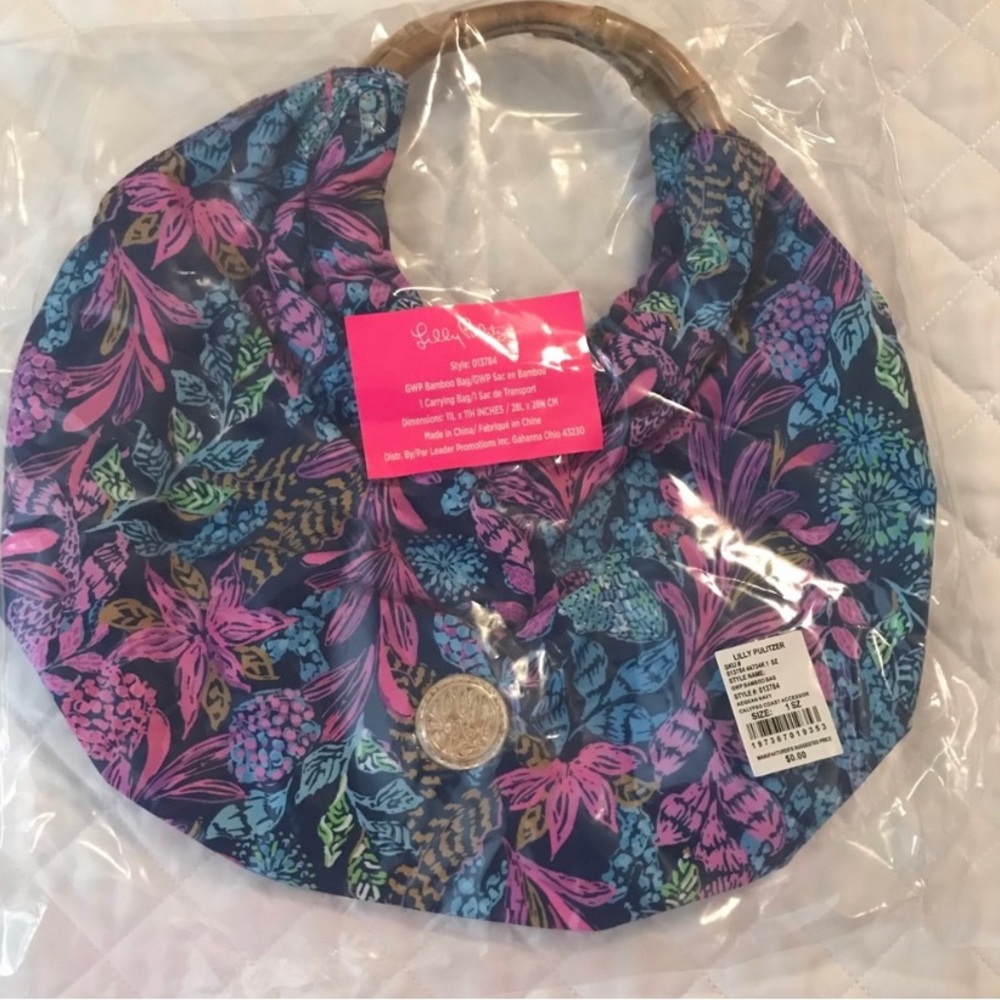 Lilly Pulitzer Aegean Navy Calypso Coast GWP purse cane handles new in package